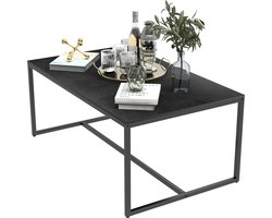 FATIVO Salontafels Marmer - Rechthoekige - Koffietafel met metalen frame - Bijzettafel wit - Sidetable - Ideaal voor Woonkamer of kleinere ruimtes - 100x60x43cm