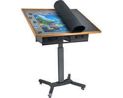 FATIVO Vrijstaande Puzzeltafel met Lades - 1500 Stukjes - Gasveer Hoogteverstelling (74-98 cm) & 4 Kantelstanden - 360° Draaibaar Vilt Puzzelbord - Incl. Antislip Afdekmat en Wieltjes