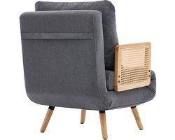 Fauteuil - 3-In-1 Slaapfauteuil - Handmatig Verstelbare Rugleuning Met 5 Standen - Voor Woonkamer En Logeerkamer - Linnen Grijs