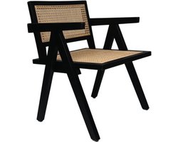 Fauteuil - 58x60x79 - Zwart/naturel - Mahonie/rotan