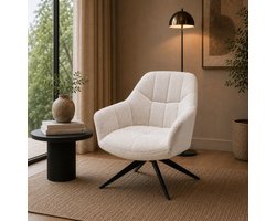 Fauteuil Amy – Luxe Draaibare Loungestoel – Polyester Stof – 360° Draaibaar - Beige