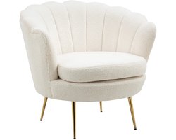 Fauteuil – Armstoel – Stoel – Zetel – Relaxstoel – Wit Gestoffeerd Fleece – 10 cm Dikke Schuimvulling