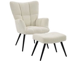Fauteuil - Bankstoel - Eenpersoons - Stoel - Inclusief voetenbankje en opbergtas - 78x68x93cm - Geschikt om te ontspannen, te lezen en koffie te drinken; kan in de woonkamer of slaapkamer worden geplaatst - Lichtbruin