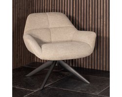 Fauteuil Beige - Stof met Metalen Onderstel - Stoel Shannon - Giga Meubel