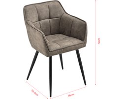 Fauteuil Birmingham 79x56x53,5 cm suede imitatie taupe zwart