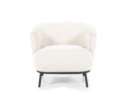 Fauteuil David in beigekleurige stof met zwart metalen onderstel van Eleonora Meubelen