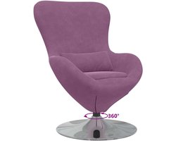 Fauteuil – Draaifauteuil – Loungefauteuil – Oorfauteuil – Relaxstoel – Paars Fluweel – 360 Graden Draaibaar – Zonder Voetenbank