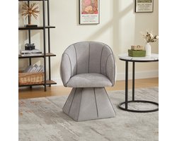 Fauteuil - Draaifauteuil Met 360 Graden Draaifunctie - Ergonomisch Met Hoge Rugleuning En Armleuningen - Voor Woonkamer En Slaapkamer - Chenille Grijs