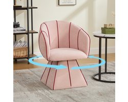 Fauteuil - Draaifauteuil Met 360 Graden Draaifunctie - Ergonomisch Met Hoge Rugleuning En Armleuningen - Voor Woonkamer En Slaapkamer - Chenille Roze