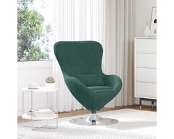 Fauteuil – Draaistoel – Relaxstoel – Loungestoel – Zetel – Donkergroen Fluweel – 360° Draaibaar