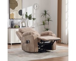 Fauteuil - Elektrische Massagestoel - 360 Graden Draaibaar Met Verstelbare Rugleuning En Voetensteun - Voor Woonkamer - Chenille Taupe