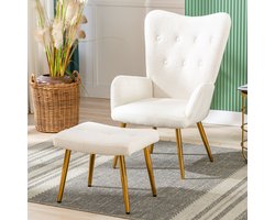 Fauteuil Enkele stoel Relaxstoel & ligstoelen Bijpassende kruk verkrijgbaar Enkele stoel Teddyfleece Loungestoel Uitnodigingsbank Decoratieve fauteuil met voetenbank Woonkamer Slaapkamer Eetkamerstoel