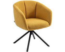 Fauteuil, Gestoffeerde Stoel Met Comfortabele Zitschaal, Draaibaar, Knusse Bekleding, Tot 120 Kg, Geel
