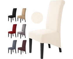 Fauteuil hoes - Crème - XL - Stretch Jacquard Stoelhoezen - Set van 4 - Voor Eetkamerstoelen