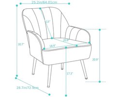 Fauteuil – Lounge Chair – Comfy Chair – Accentstoel – Relaxfauteuil – Blauw Stof – Metalen Poten – Eenvoudige Montage – Zonder Stroom – Comfortabele Zitplaats – Duurzaam Design