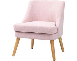 Fauteuil Lounge Stoel - Leesstoel Gestoffeerd - Ontspannen Zitten - Scandinavisch Design - 63 x 69 x 79.5 cm - Roze
