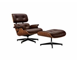 Fauteuil - Lounge Stoel - Relaxfauteuil - Stoel - Donker Bruin Mokka leer - Chaise longue - Lounge Chair - Zetel