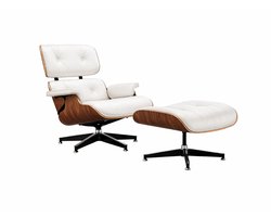 Fauteuil - Lounge Stoel - Relaxfauteuil - Stoel - Wit leer - Chaise longue - Lounge Chair - Zetel