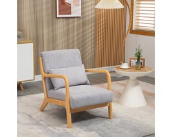 Fauteuil – Loungefauteuil – Relaxfauteuil – Leunstoel – Zithoekstoel – Luxe Grijs Fluweel – Houten Frame met S-Vering