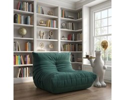 Fauteuil loungestoel 94x75x74,9 cm – moderne Togo stijl zetel – zachte comfortabele relaxstoel voor woonkamer en slaapkamer – donkergroen – Urbanhome