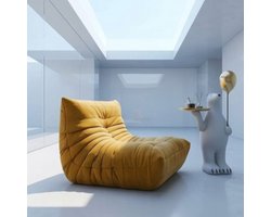Fauteuil loungestoel 94x75x74,9 cm – moderne Togo stijl zetel – zachte comfortabele relaxstoel voor woonkamer en slaapkamer – geel – Urbanhome