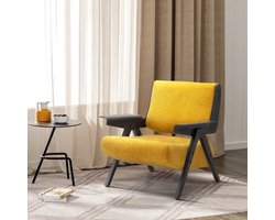 Fauteuil - Loungestoel - Loungestoel Binnen - Fauteuils met Armleuning - Modern Minimalistisch - voor Woonkamer Balkon Fauteuil - Chenille Geel