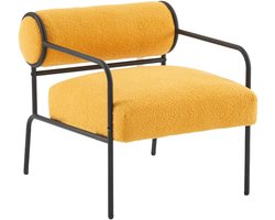 fauteuil / loungestoel met armleuningen, moderne televisiestoel voor woonkamer, metalen frame, 64 × 74 × 62 cm (oranje)