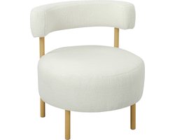 Fauteuil - loungestoel - relaxfauteuil met sherpa fleece - metalen poten met houtlook - gestoffeerde fauteuil - 67 x 67 x 71 cm - crèmewit
