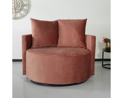 Fauteuil loveseat velvet oud roze draaibare fauteuil