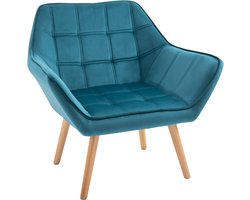Fauteuil met fluweel- Stoelen - Stoel - Groen - 64 x 62 x 72,5 cm