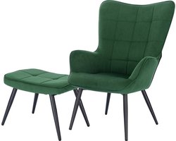Fauteuil met hocker - loungeset - luxe & stijlvol - stevig & comfortabel - voor binnengebruik - modern groen
