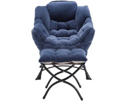 Fauteuil Met Hocker70×64×95cm Stoel 50×45×46cm Hocker Moderne Lounge Accent Stoel Met Armleuningen Zijzak Lazy Chair Leesstoel Klein Ruimte Hoekstoel Staal Buiten Binnen