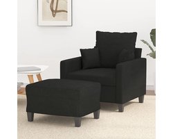 Fauteuil met kruk - Loungestoel relaxstoel - Ontspannen lezen tv - Dikke kussens - 78 x 77 x 80 cm