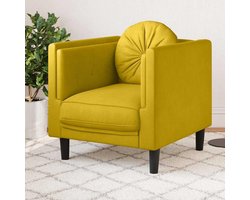 Fauteuil met kussen - Oorfauteuil Loungestoel - Ontspannen Zitten - Zacht Fluweel - 71 x 77 x 70 cm - Geel