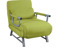 Fauteuil met slaapfunctie - Comfortabele stoel - Extra slaapplaats - Praktische bedfunctie - 78x64x95 cm - Groen