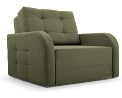 Fauteuil met slaapfunctie - Zitbank slaapbank - Woonkamer meubel - Bonellvering - 100 x 101 x 90 cm - Olijf