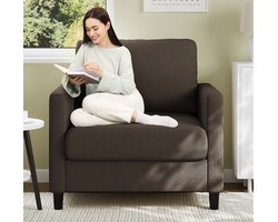 Fauteuil met Teddy Stof - Comfortabele Loungestoel - Bruin - Pocketvering Zitting (19 cm) - Modern Design voor Woonkamer & Slaapkamer - Belastbaar tot 200 kg
