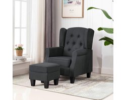 Fauteuil met voetenbank - Loungestoel relaxstoel - Ontspannen zitten - Hoge rugleuning dikke bekleding