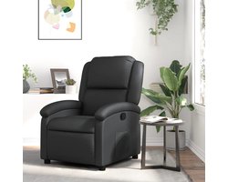 Fauteuil met Voetenbank - Relaxfauteuil - Ontspannen Zitten - Handmatig Verstelbaar - 71x86.5x99.5 cm - Zwart Leer