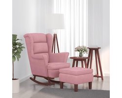 Fauteuil met voetensteun - Relaxstoel Schommelstoel - Ontspannen Lezen - Zacht Fluweel - 55 cm Zitdiepte - Roze