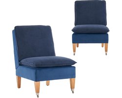 Fauteuil met Wielen - Leunstoel Lounge - Ontspannen Lezen - Extra Dikke Zitting - 57 x 85 cm - Blauw