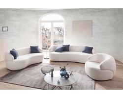 Fauteuil Pien Wit - Bouclé - Breedte 88 cm - Zithoogte 42 cm - Zitdiepte 60 cm Wit - Bouclé - Zithoogte 42 cm - Zitdiepte 60 cm