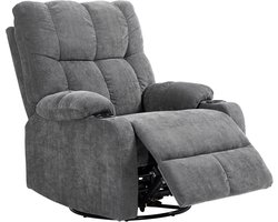 Fauteuil relax met voetensteun, ligstoel, draaibaar, tot 150 kg, stalen frame, 88x96x108 cm, donkergrijs