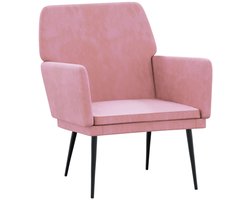 Fauteuil | Relaxstoel 62x79x79 cm fluweel roze