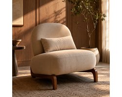 Fauteuil - Relaxstoel - Comfortabele TV-stoel - Leesstoel - Ergonomische stoel - Massief houten stoelpoten - Zachte stof - Inclusief zitkussen - Geschikt voor de woonkamer, slaapkame - Kamelkleur