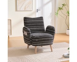 Fauteuil - Relaxstoel - Comfortabele TV-stoel - Leesstoel - Modern design - Met zijvakken - Geschikt voor de woonkamer, slaapkamer en kantoor - Zwart