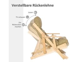 Fauteuil – Relaxstoel – Draaifauteuil – Zitzak – Loungestoel – Vouwbaar – Verstelbare Rugleuning – Beukenhouten Frame – Linnen Look Bekleding – Compact & Lichtgewicht 71x89x96 cm