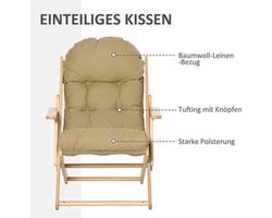Fauteuil – Relaxstoel – Draaifauteuil – Zitzak – Loungestoel – Vouwbaar – Verstelbare Rugleuning – Beukenhouten Frame – Linnen Look Bekleding – Compact & Lichtgewicht 71x89x96 cm