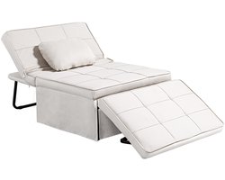 Fauteuil – Relaxstoel – Lounge Fauteuil – Chaise Longue – Poef – 3-in-1 Multifunctioneel – Verstelbare Rugleuning 5 Standen – Zachte Linnen Bekleding