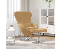 Fauteuil – Relaxstoel – Loungechair – Draaistoel – Zithoekstoel – Lichtgroen Fluweel – Inclusief Voetensteun